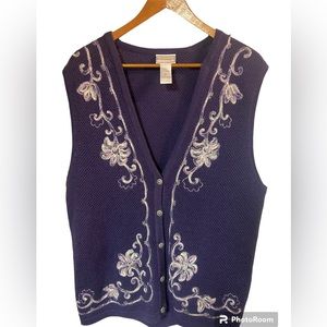 Napa Valley sleeveless purple buttoned embroidered Vest ladies